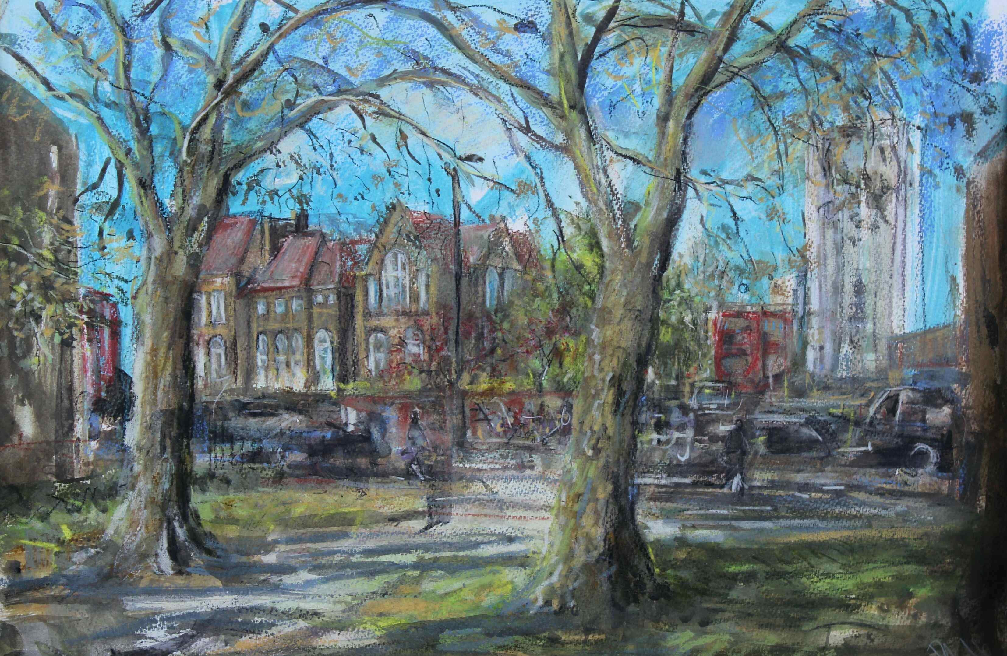 Deptford Park School. Mixed media. 38x56cm.