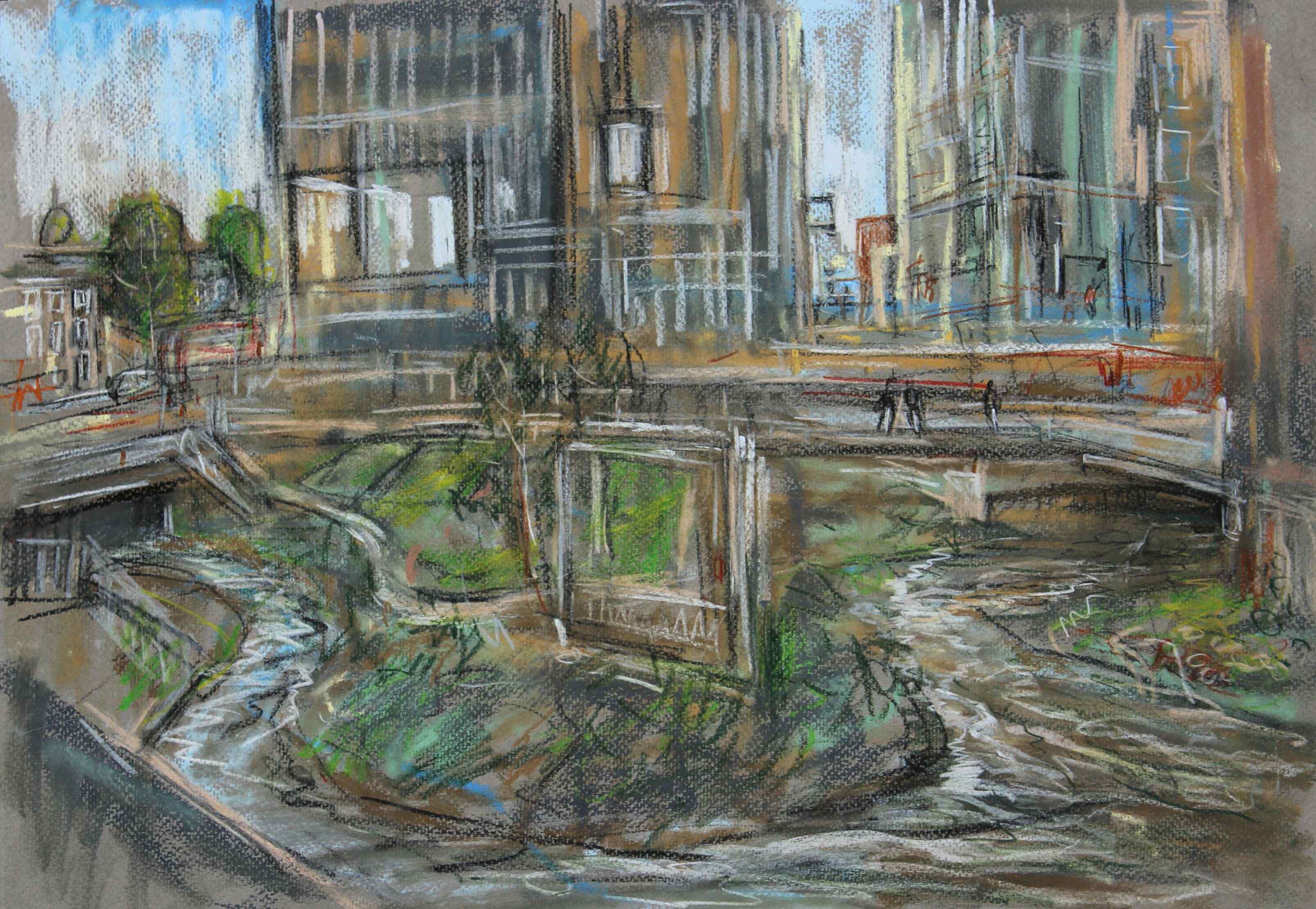 Quaggy and Ravensbourne confluence.35x50cm.