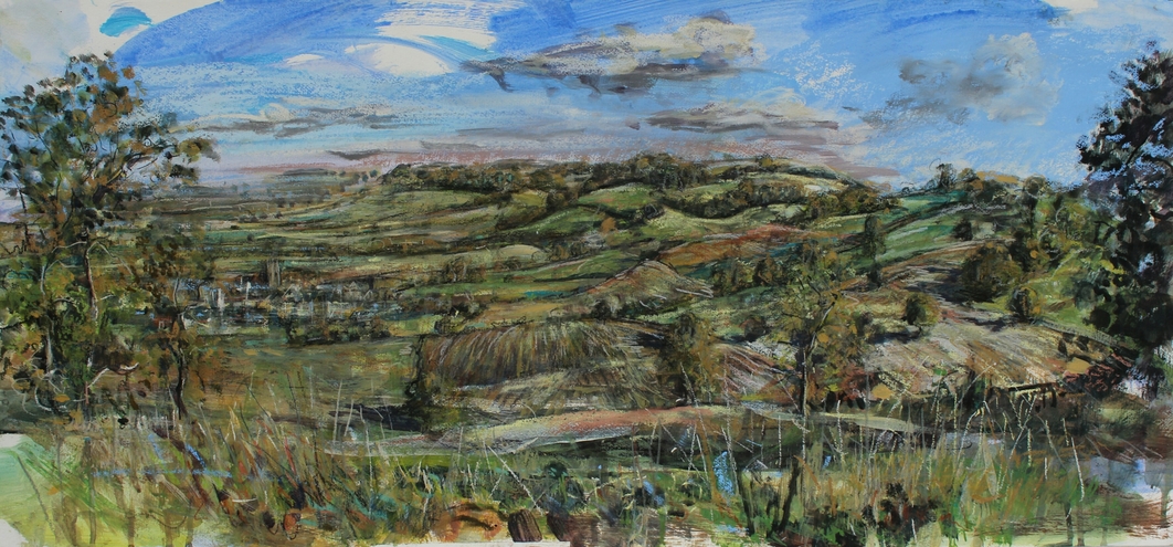 Edgehill and Tysoe.Mixed media.51x107cm.