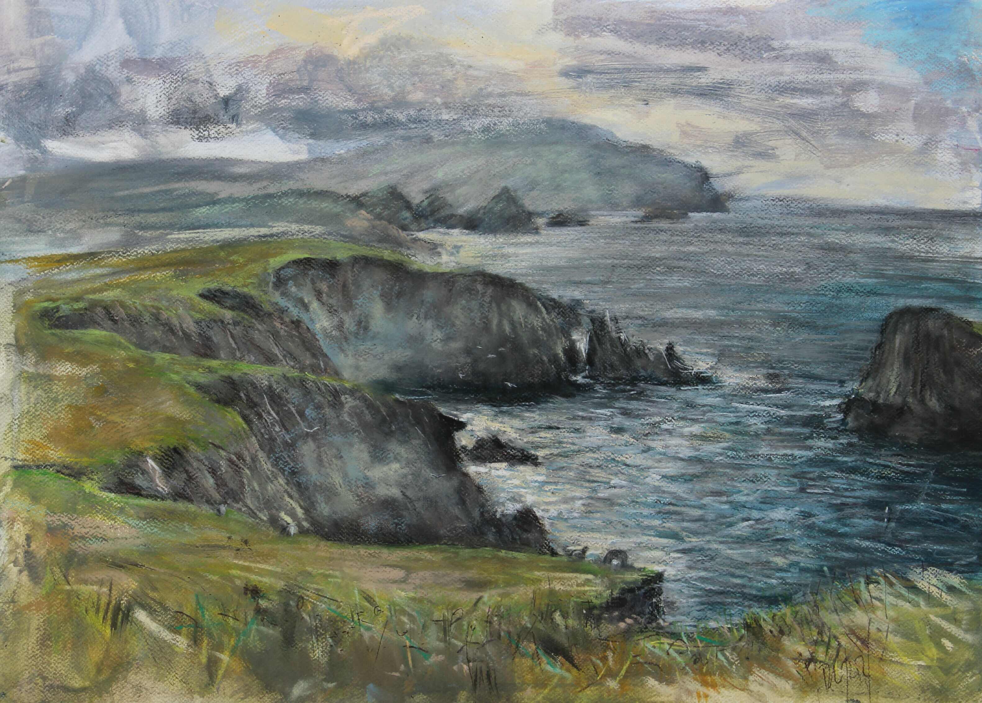 Sun, St Ninians Isle. Mixed media on paper. 50x70cm.