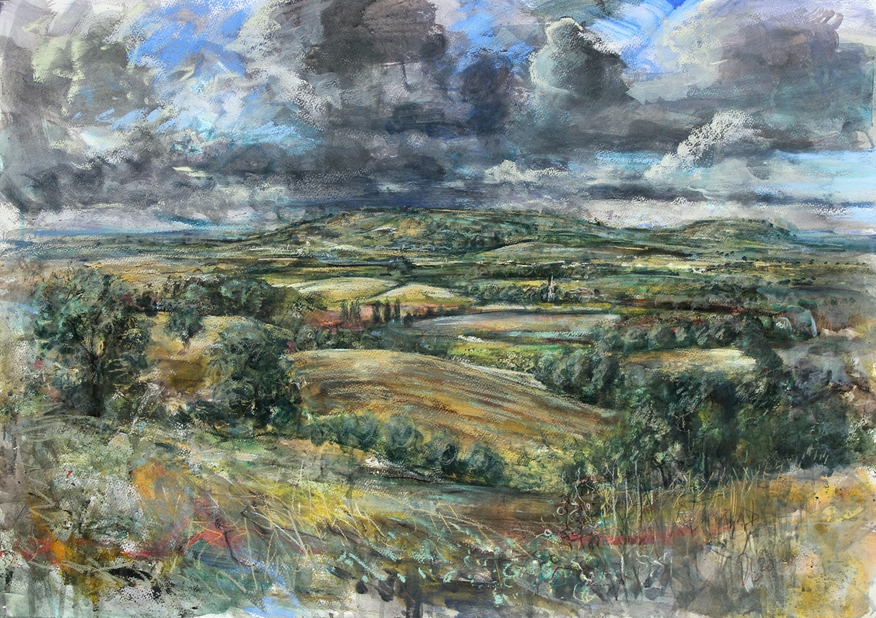 Towards Ilmington. Mixed media. 59x84cm.