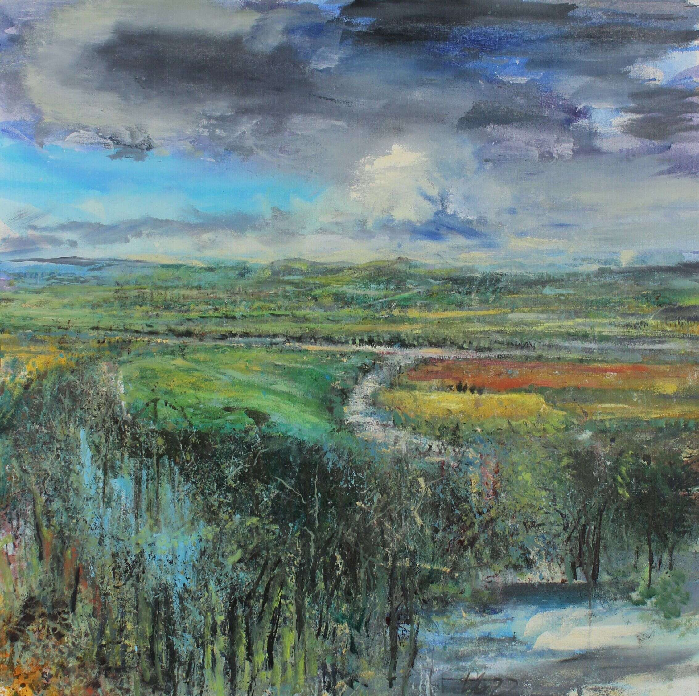 Warwickshire Landscape. 100x100cm.